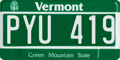 VT license plate PYU419