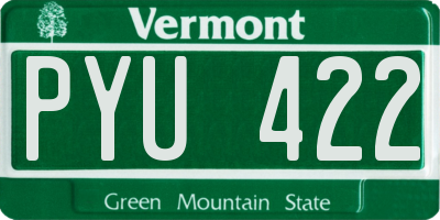 VT license plate PYU422