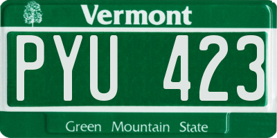VT license plate PYU423