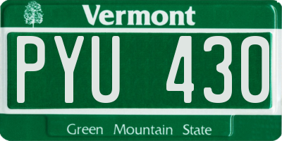VT license plate PYU430