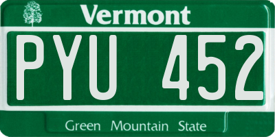 VT license plate PYU452
