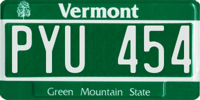 VT license plate PYU454