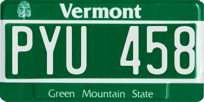 VT license plate PYU458