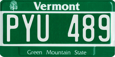 VT license plate PYU489