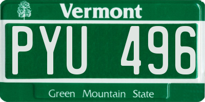 VT license plate PYU496