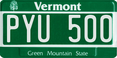 VT license plate PYU500