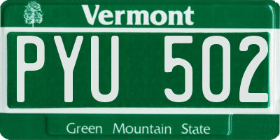 VT license plate PYU502