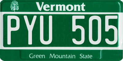 VT license plate PYU505