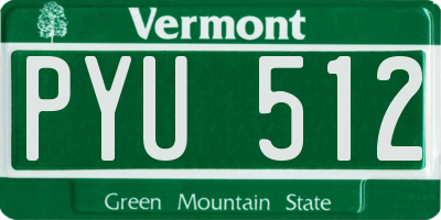 VT license plate PYU512