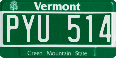 VT license plate PYU514