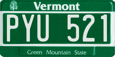 VT license plate PYU521