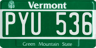 VT license plate PYU536