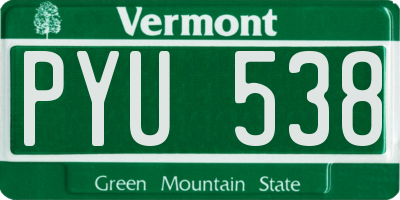 VT license plate PYU538