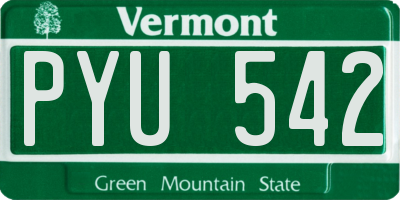 VT license plate PYU542