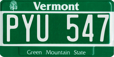 VT license plate PYU547