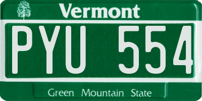 VT license plate PYU554