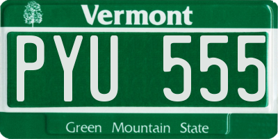 VT license plate PYU555