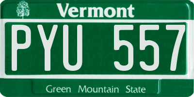 VT license plate PYU557