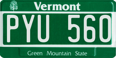 VT license plate PYU560