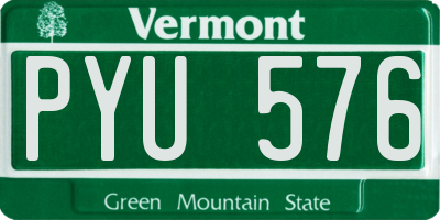 VT license plate PYU576