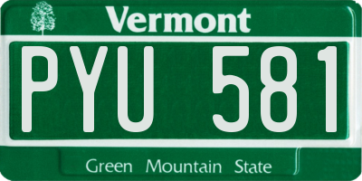 VT license plate PYU581