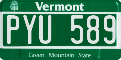 VT license plate PYU589