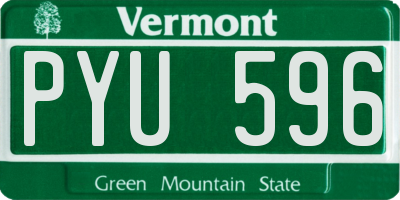 VT license plate PYU596