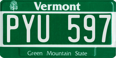 VT license plate PYU597
