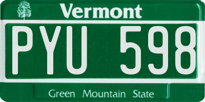 VT license plate PYU598