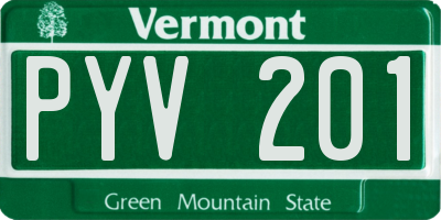 VT license plate PYV201