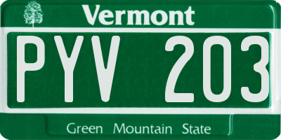 VT license plate PYV203