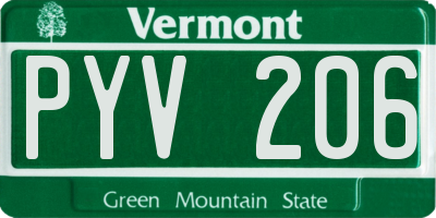 VT license plate PYV206
