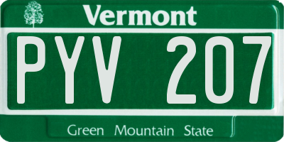 VT license plate PYV207