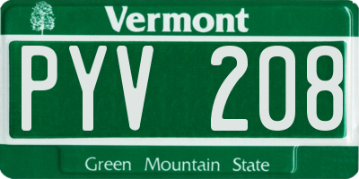 VT license plate PYV208