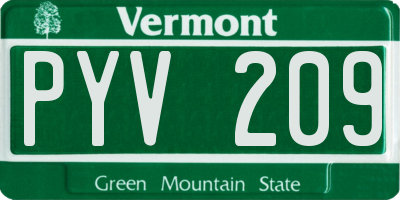 VT license plate PYV209