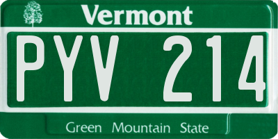 VT license plate PYV214