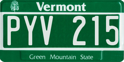 VT license plate PYV215