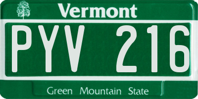 VT license plate PYV216