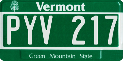 VT license plate PYV217