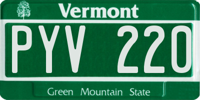 VT license plate PYV220