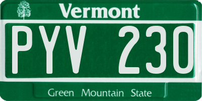VT license plate PYV230