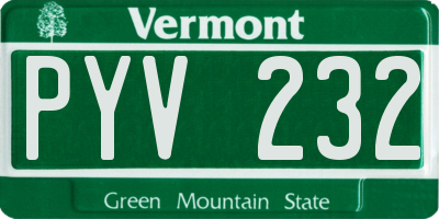 VT license plate PYV232