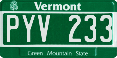 VT license plate PYV233