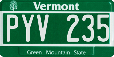 VT license plate PYV235
