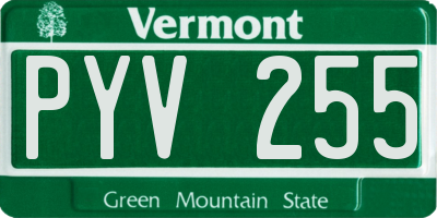 VT license plate PYV255
