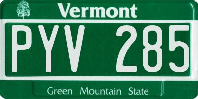 VT license plate PYV285