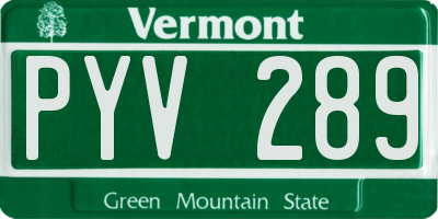 VT license plate PYV289