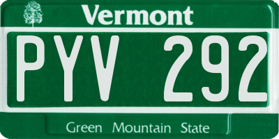VT license plate PYV292