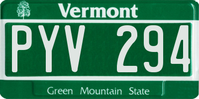 VT license plate PYV294
