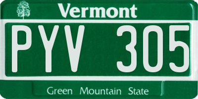 VT license plate PYV305